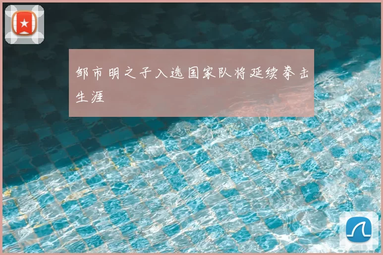 邹市明之子入选国家队将延续拳击生涯